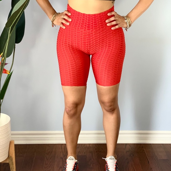 TikTok Biker Shorts - Textured ~ Red - Picture 2 of 5